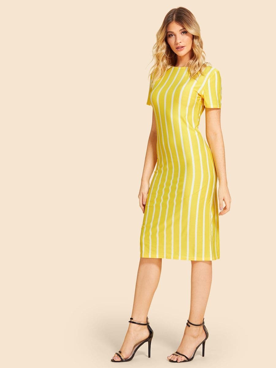 Citrus Ribbed Midi Dress