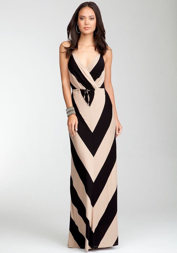 Chevron Pleated Maxi Dress