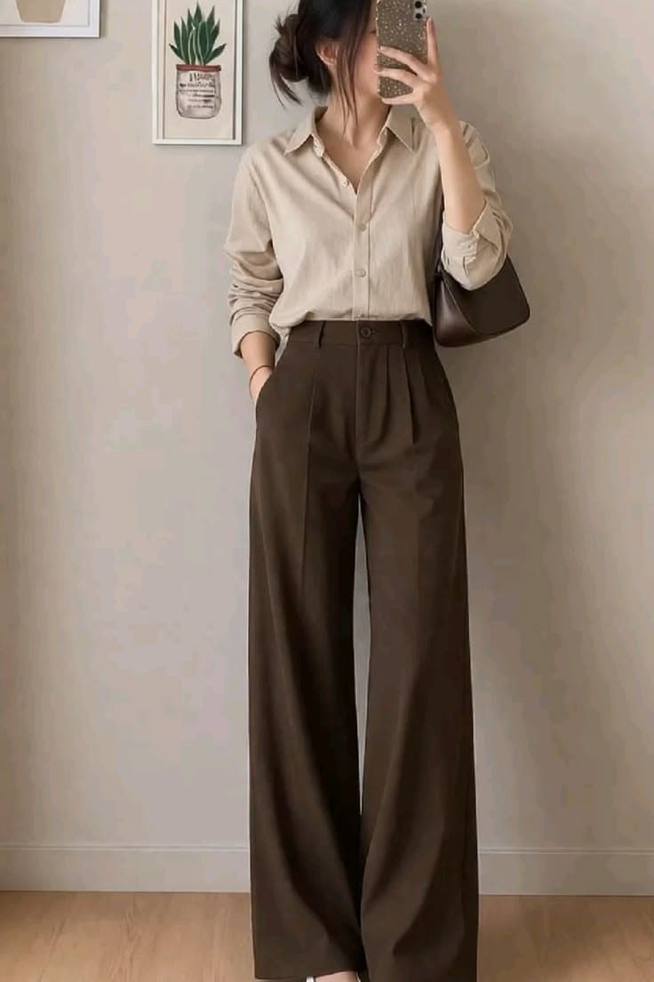 Silk Blouse and Wide Leg Trousers Lookbook