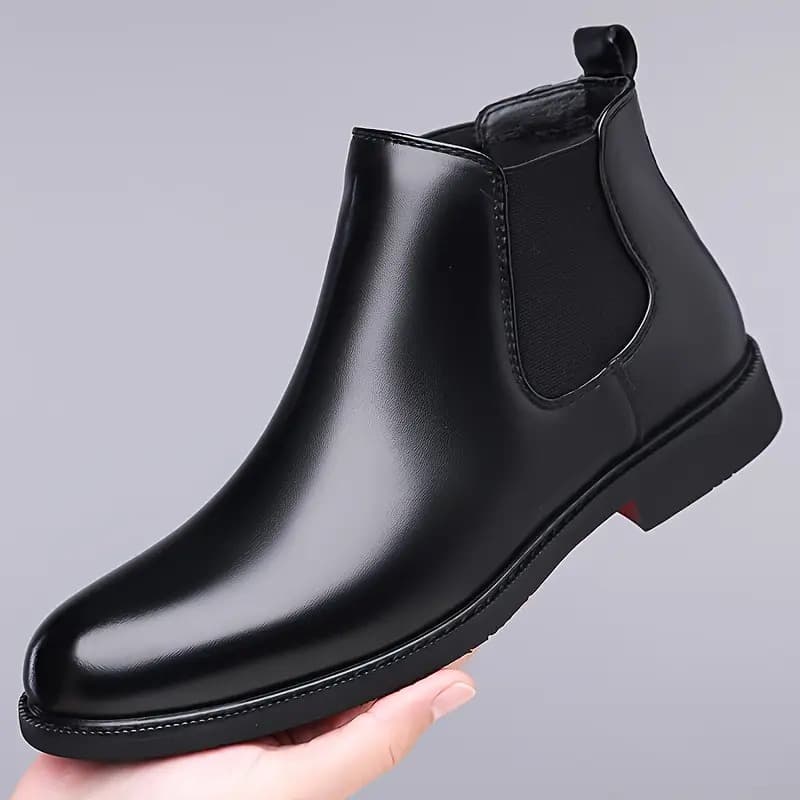 WUGO Men's Heavy Duty Genuine Goat Leather Safety Boots - Black