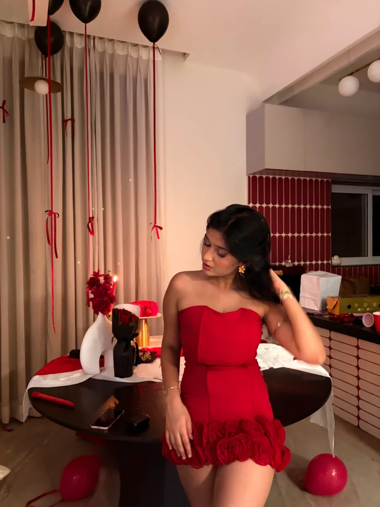 Red flowers dress
