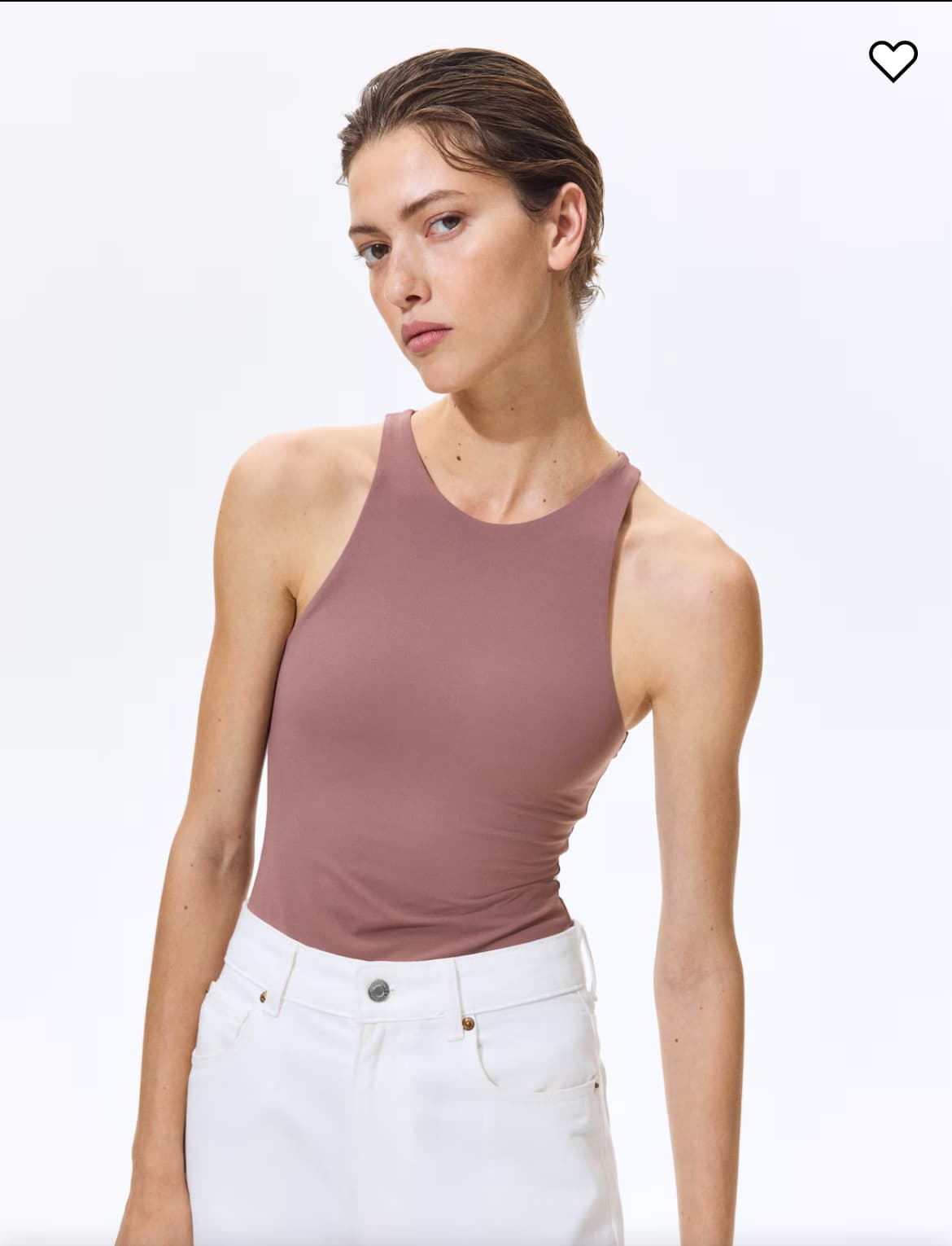 H&M Dusty Rose High-Neck Racerback Fitted Tank Top